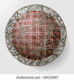 ball with the texture of fabric and within the grid