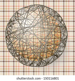 ball with the texture of fabric and within the grid
