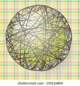 ball with the texture of fabric and within the grid
