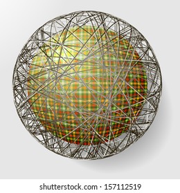 ball with the texture of fabric and within the grid