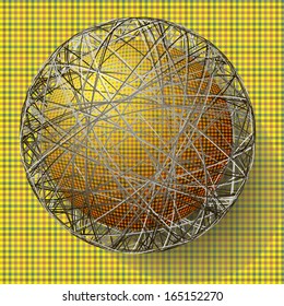 ball with the texture of fabric and within the grid