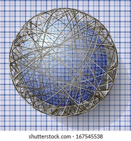 ball with the texture of fabric and within the grid