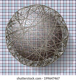 ball with the texture of fabric and within the grid