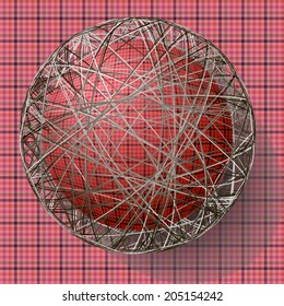 ball with the texture of fabric and within the grid