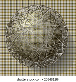 ball with the texture of fabric and within the grid