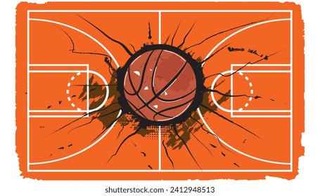 bola que agita la cancha de baloncesto