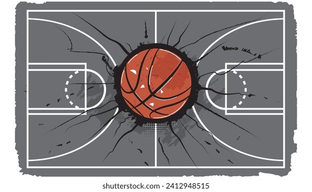 bola que agita la cancha de baloncesto