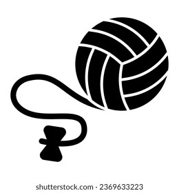 Ball of thread and bow solid icon. Cat toy vector illustration isolated on white. Skein of thread glyph style design, designed for web and app. Eps 10