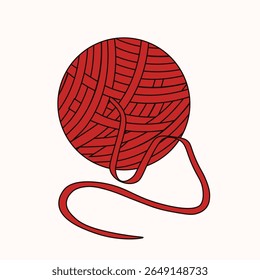 Ball of thread isolated transparent. Vector illustration of simple red ball of thread. Red knot template design. EPS 10