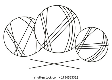A ball of thread for knitting. Icon. Outline drawing. Shop everything for knitting. Discount, coupon, gift discount card. Special offers. Banner.