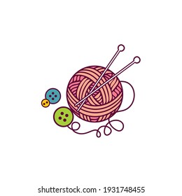 A ball of thread, knitting. Illustration for needlework.