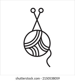 ball of thread and knitting needles icon vector illustration symbol