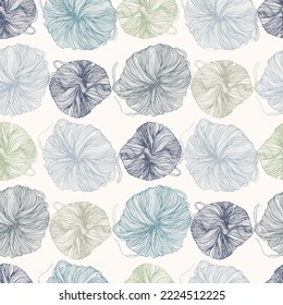 Ball of thread for knitting seamless pattern vector. Great for label, print, packaging, fabric