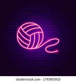 Ball of Thread Neon Sign. Vector Illustration of Pet Toy Promotion.