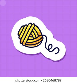 A ball of thread sticker for a daily diary drawn in bright neon colors.