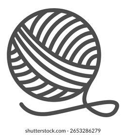 Ball of threads line icon, sewing tools concept. Vector graphics. Threads ball for knitting, handicraft accessory sign on white background, outline style icon for mobile or web design