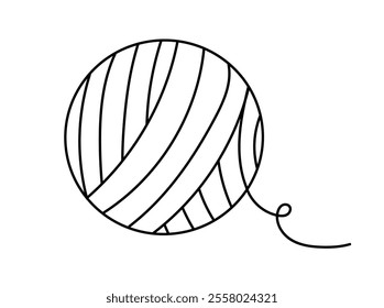 Ball of threads. Outline, Doodle, Line art. Vector flat illustration.