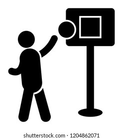 Ball throwing in the basket, netball icon 