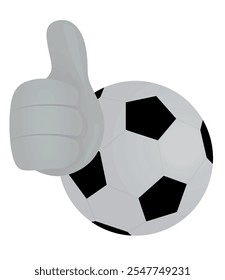 Ball with thumb up. vector