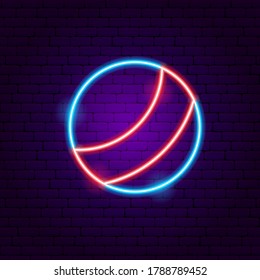 Ball Toy Neon Sign. Vector Illustration of Children Promotion.
