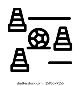 Ball And Training Cones Icon Vector. Outline Ball And Training Cones Sign. Isolated Contour Symbol Illustration