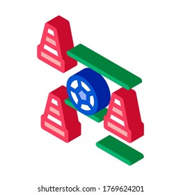 Ball And Training Cones Icon Vector. Isometric Ball And Training Cones sign. color isolated symbol illustration