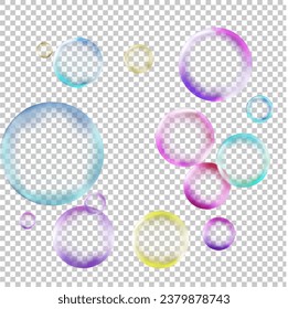 Kugeltransparente Seifenblasen Regenbogen-Objekt für Design-Vektorset
