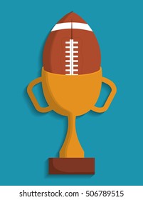 Ball and trophy icon. American football sport hobby and competition theme. Colorful design. Vector illustration