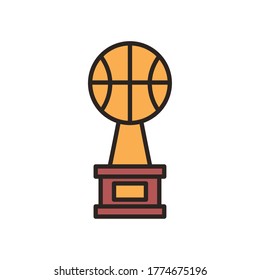 Ball trophy line and fill style icon design, Basketball sport hobby competition and game theme Vector illustration