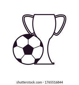 Ball and trophy line style icon design, Soccer football sport hobby competition and game theme Vector illustration