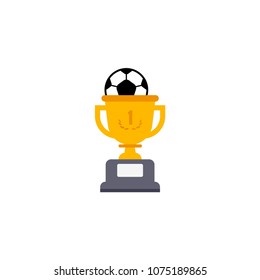 Ball and trophy, victory, vector illustration.