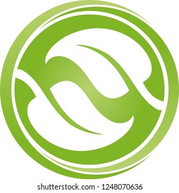 Ball and two leaves in green