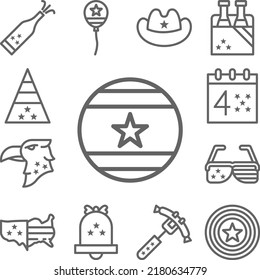 Ball, USA icon in a collection with other items