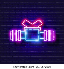 Ball valve with external thread neon icon. Irrigation system, watering system, hose and accessories glowing sign. Vector illustration for design, website, advertising, store, goods