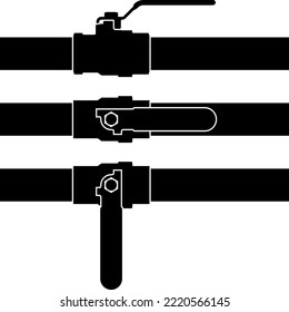 Ball valve and pipe. Silhouette vector