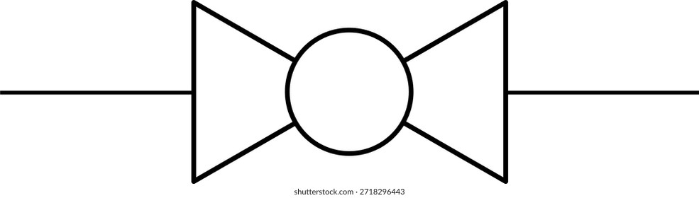 um vetor de válvula de esfera, o símbolo normalizado do diagrama de tubagem e instrumentação (P e ID).