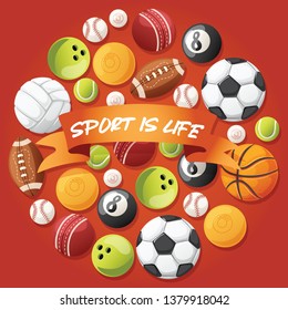 Ball vector football basketball soccer baseball background sportive equipment volleyball bowling tennis backdrop for sport game backdrop wallpaper.