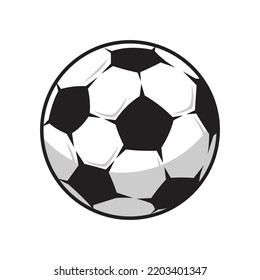 Ilustración vectorial de una bola de estilo plano. Balón de fútbol de cuero. Equipamiento deportivo. Decoraciones para tarjetas, impresiones para ropa, carteles, fondos de escritorio
