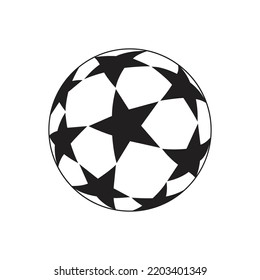 Ilustración vectorial de una bola de estilo plano. Balón de fútbol de cuero. Equipamiento deportivo. Decoraciones para tarjetas, impresiones para ropa, carteles, fondos de escritorio