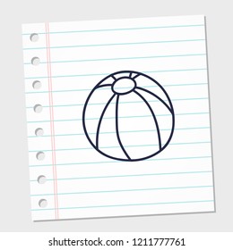 ball vector sketch icon in doodle style with a paper background. vector illustration
