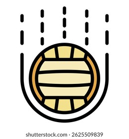 Ball for volleyball in flight icon. Outline ball for volleyball in flight vector icon color flat isolated