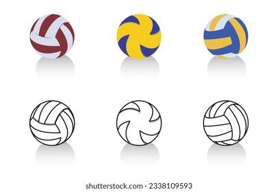 ball volleyball icons set shapes ball vector illustration abstract shiny ball