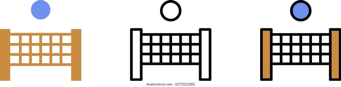 Ball, volleyball vector icon in different styles. Line, color, filled outline