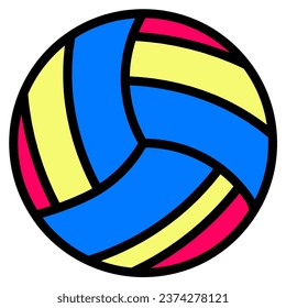 ball volly icon or logo illustration filled outline color style. Summer icons color style