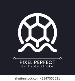 Ball for water polo pixel perfect white linear ui icon for dark theme. Sports activity. Vector line pictogram. Isolated user interface symbol for night mode. Editable stroke. Poppins font used