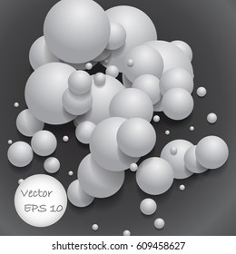 Ball of white spheres abstract 3D render.