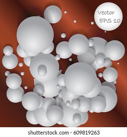 Ball of white spheres abstract 3D render.