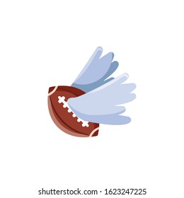 Ball with wings design, American football super bowl sport hobby competition game training equipment tournement and play theme Vector illustration