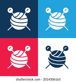 Ball Of Wool blue and red four color minimal icon set