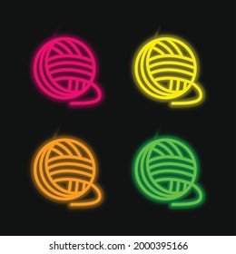 Bola de lana cuatro colores brillante neonato icono vector